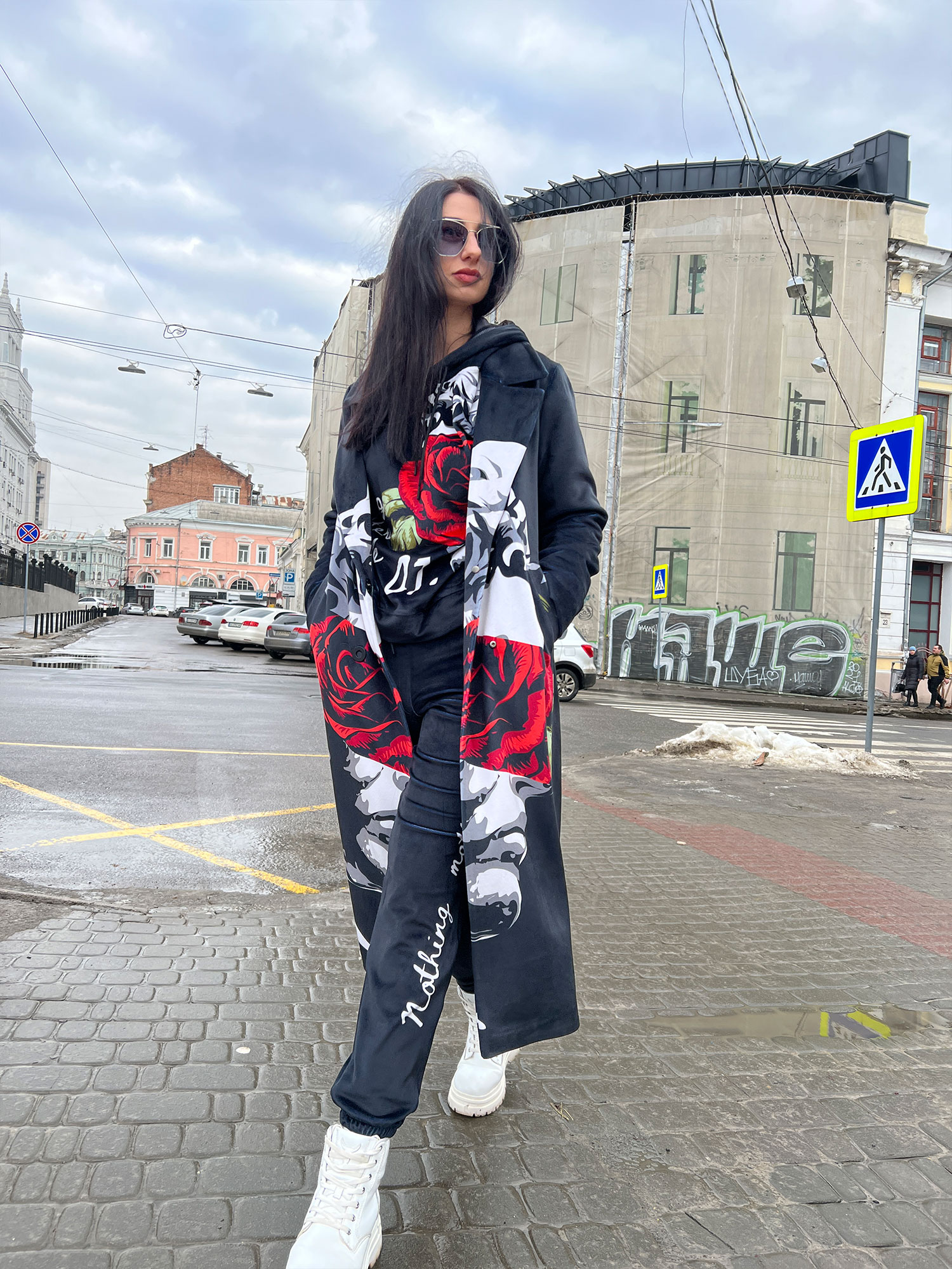 Велюрове пальто Артикул VO-44, принт № 91