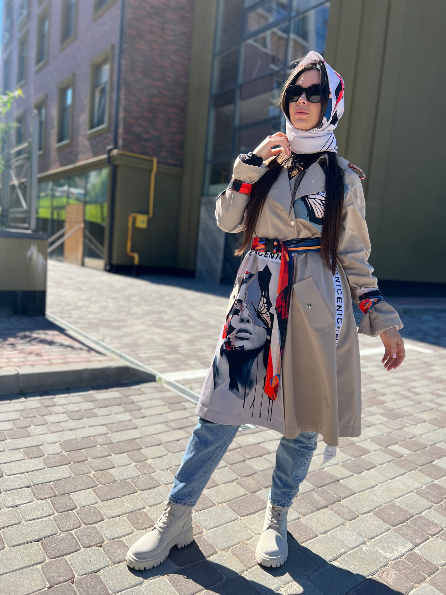 Тренч осінь/весна Артикул VO-60, принт № 129 беж