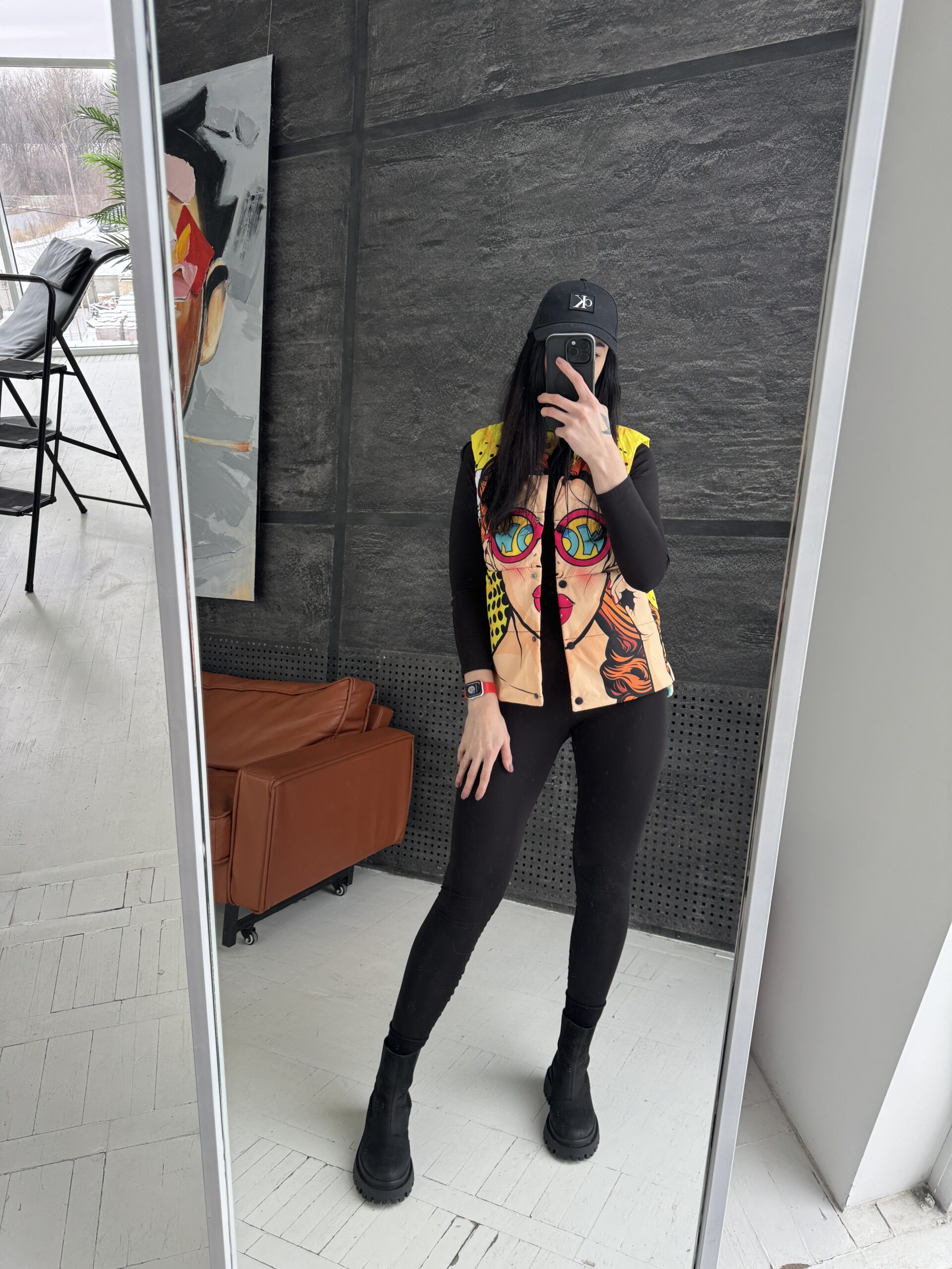 Коротка жилетка, весна/осінь Артикул VO-01, принт № 48 жовтий