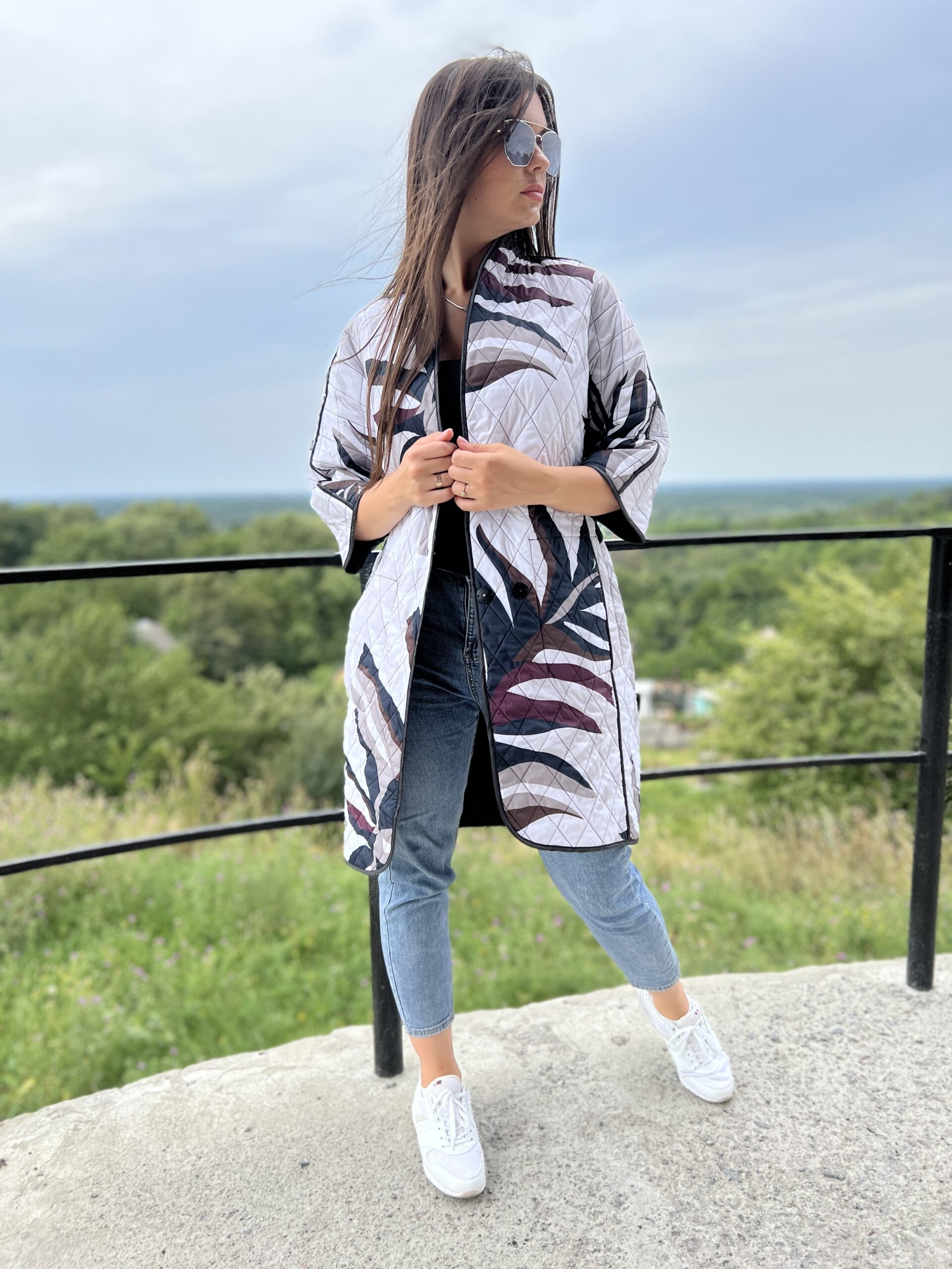 Стьобане двостороннє пальто, весна/осінь Артикул VO-23, принт № 37