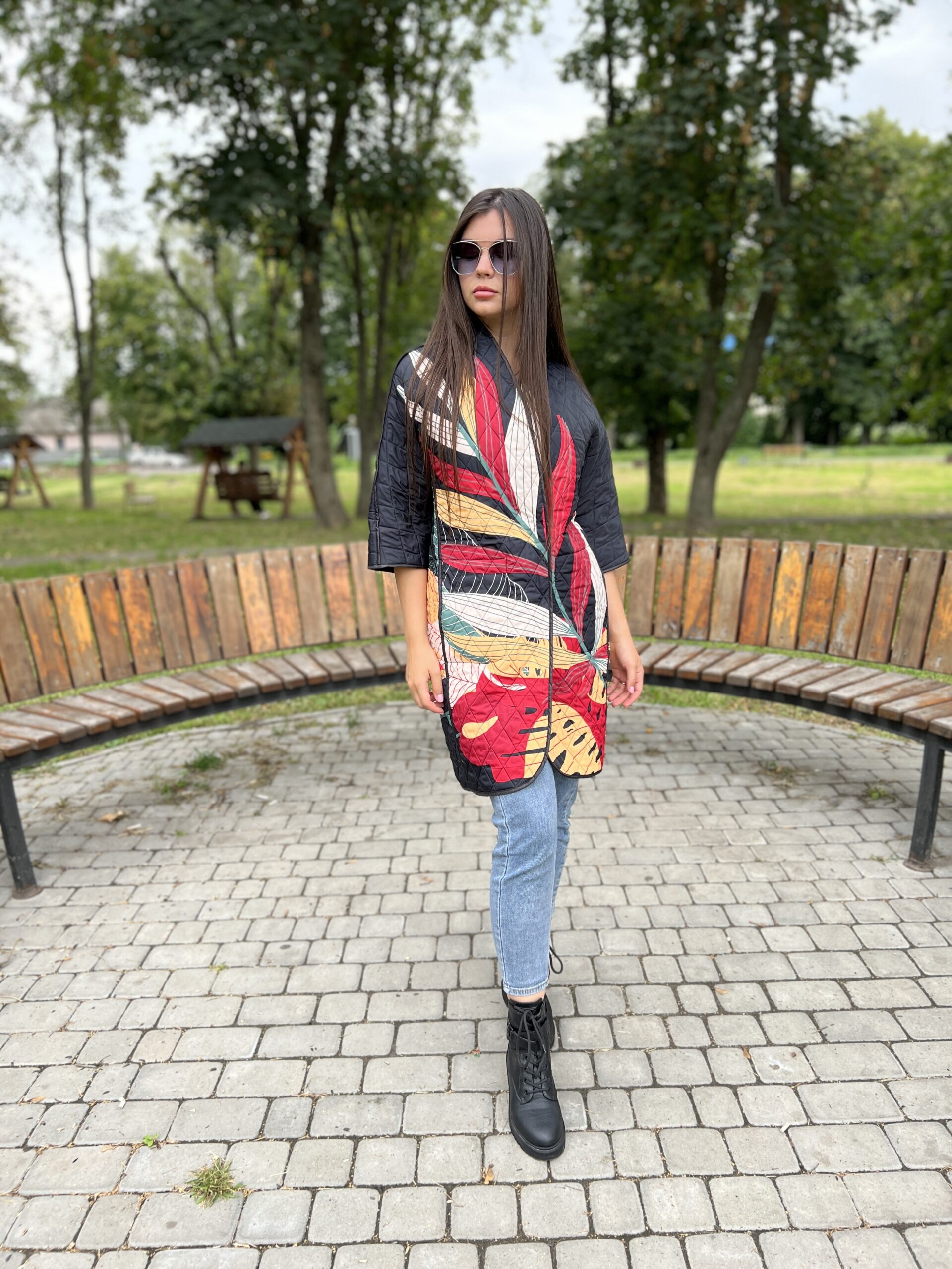 Стьобане двостороннє пальто, весна/осінь Артикул VO-23, принт № 38