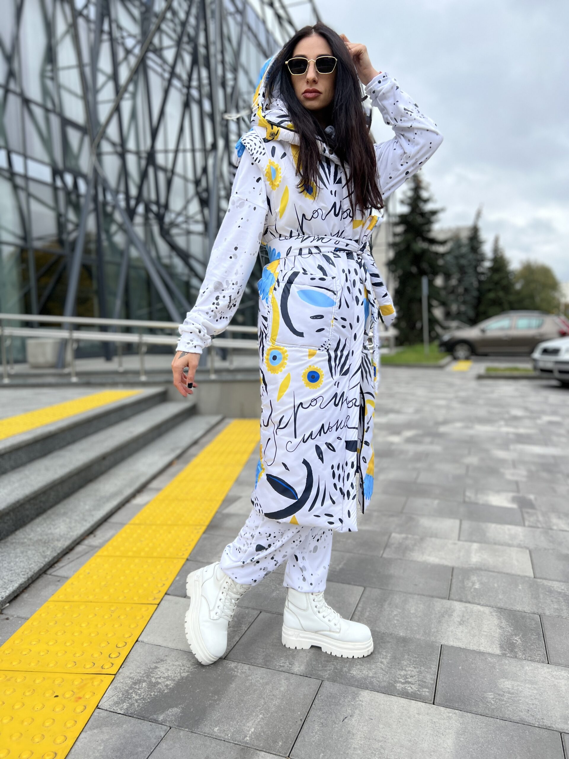 Damska dopasowana długa kamizelka, wiosna/jesień, Artykuł VO-47, druk 100