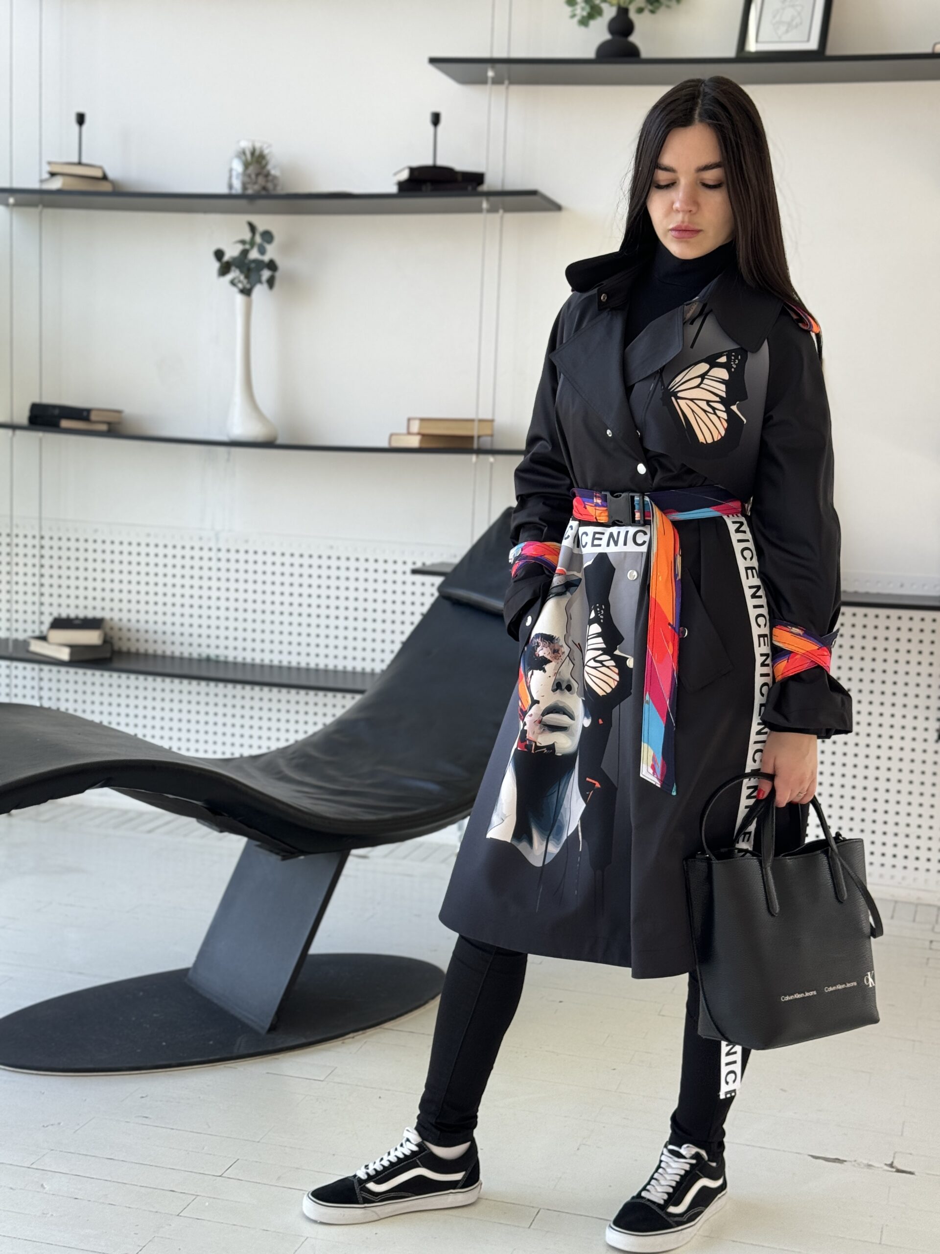 Тренч осінь/весна Артикул VO-60, принт № 129 чорний