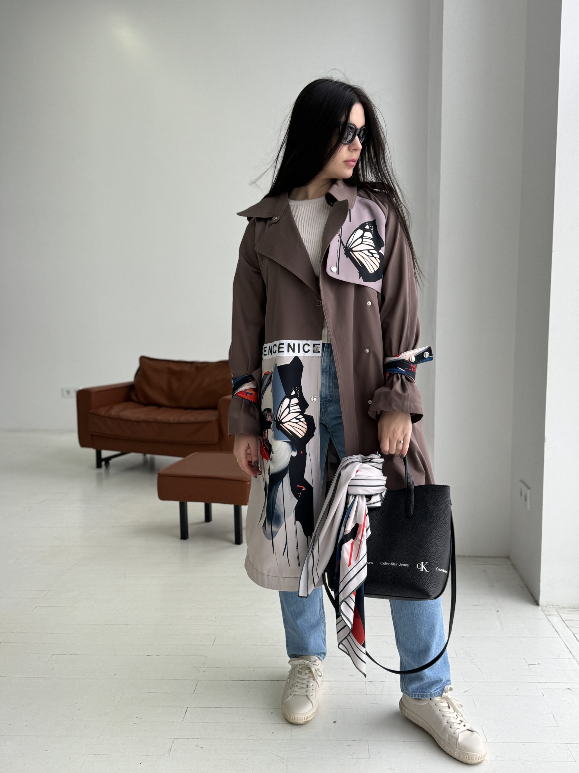 Тренч осінь/весна Артикул VO-60, принт № 129 шоколад