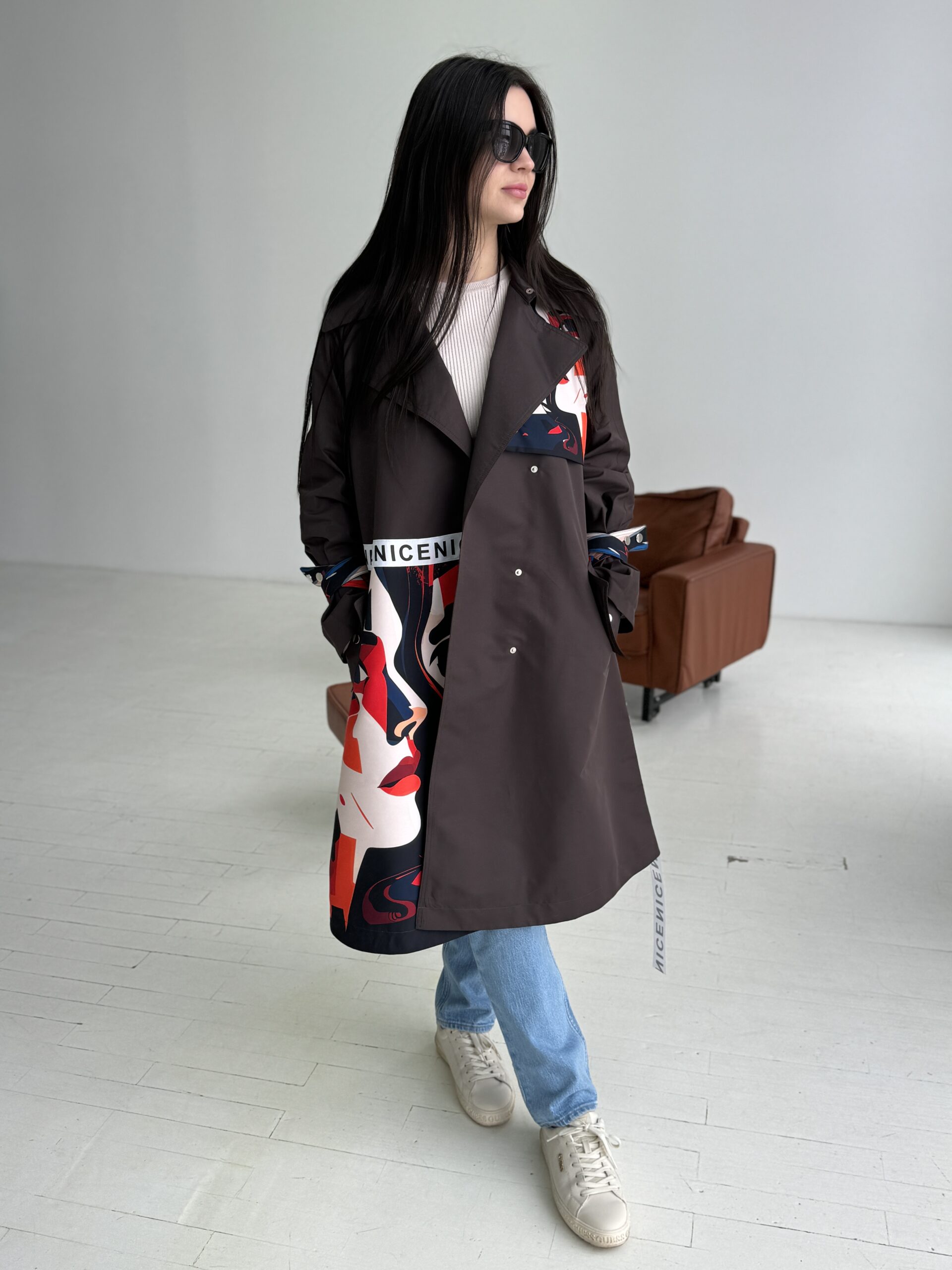 Тренч осінь/весна Артикул VO-60, принт № 133 коричневий