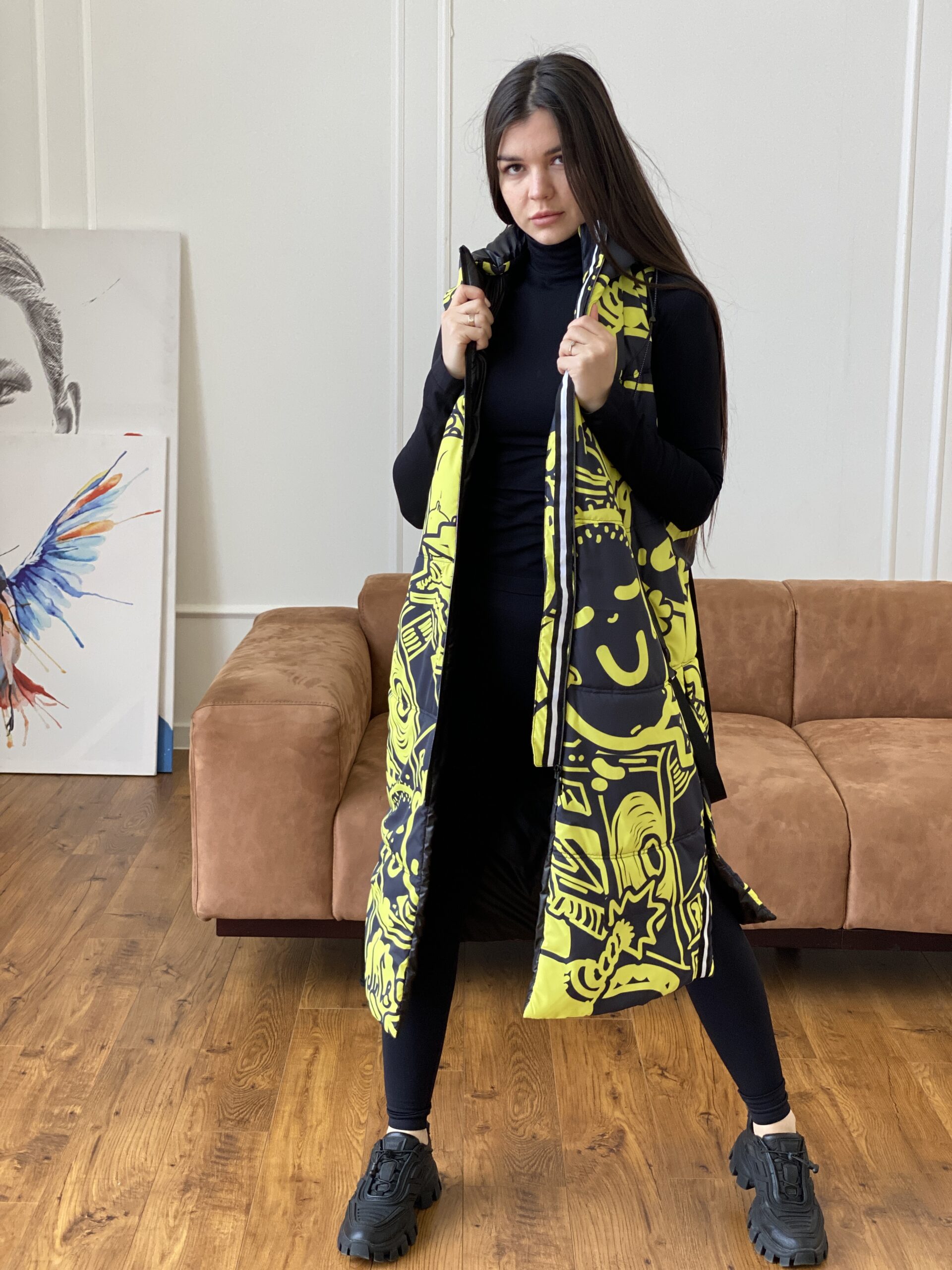 Довга жилетка, весна/осінь Артикул Z-20, принт № 002