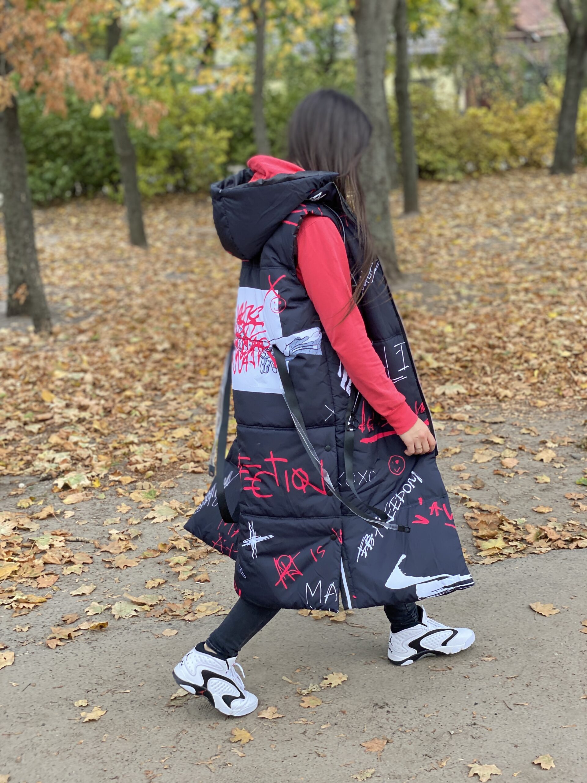 Довга жилетка, весна/осінь Артикул Z-20, принт № 033 чорний