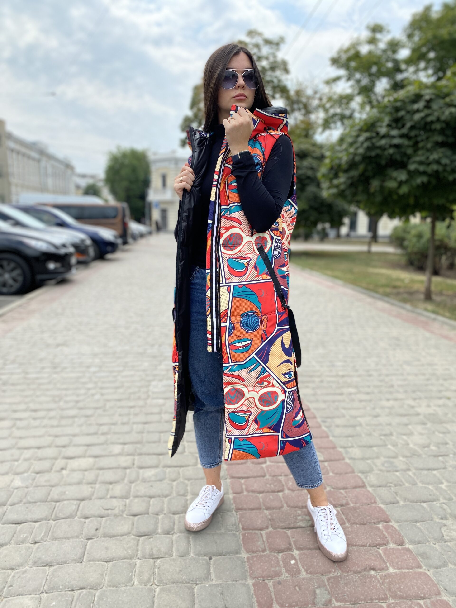 Довга жилетка, весна/осінь Артикул Z-20, принт № 40