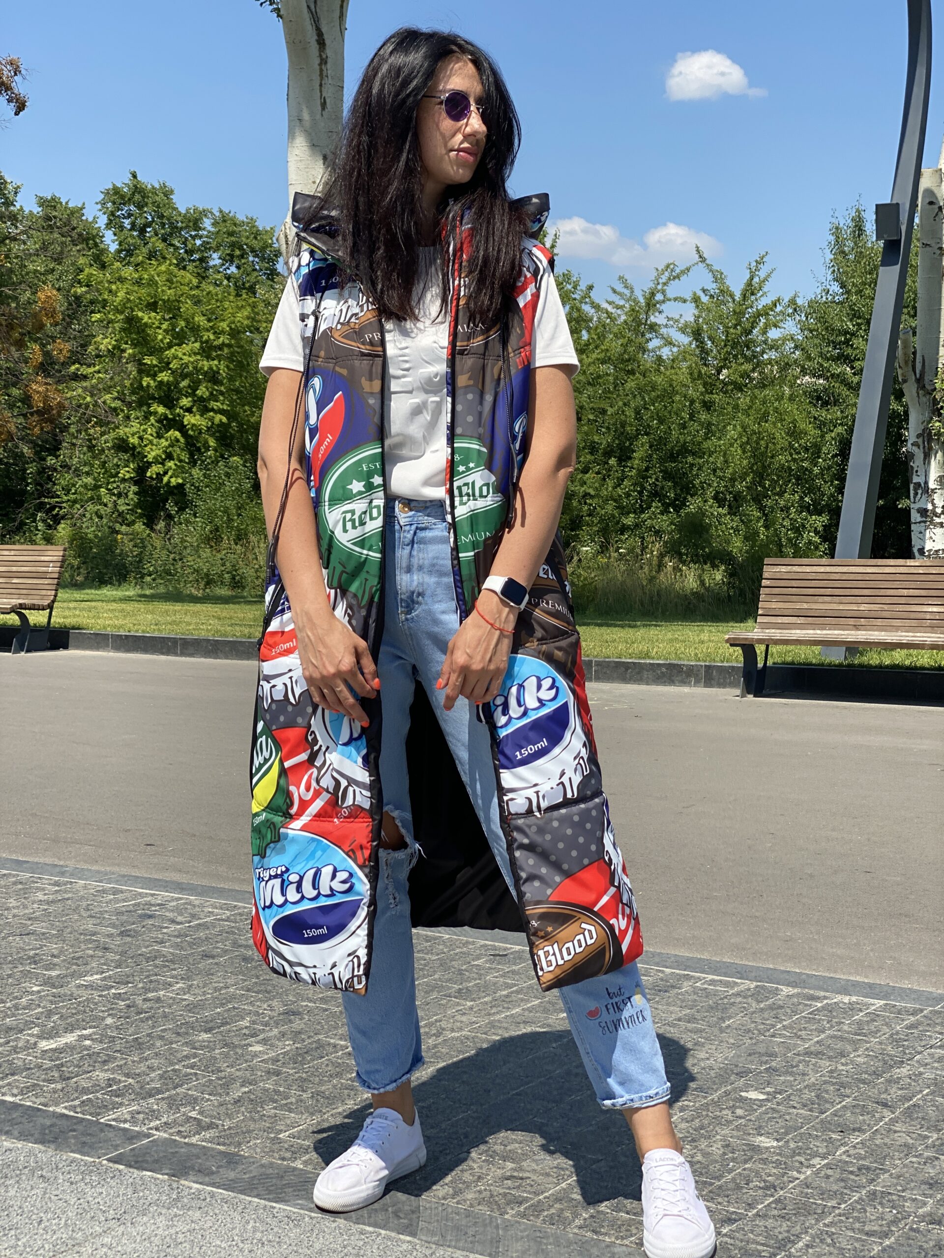 Довга жилетка, весна/осінь Артикул Z-20, принт № 42