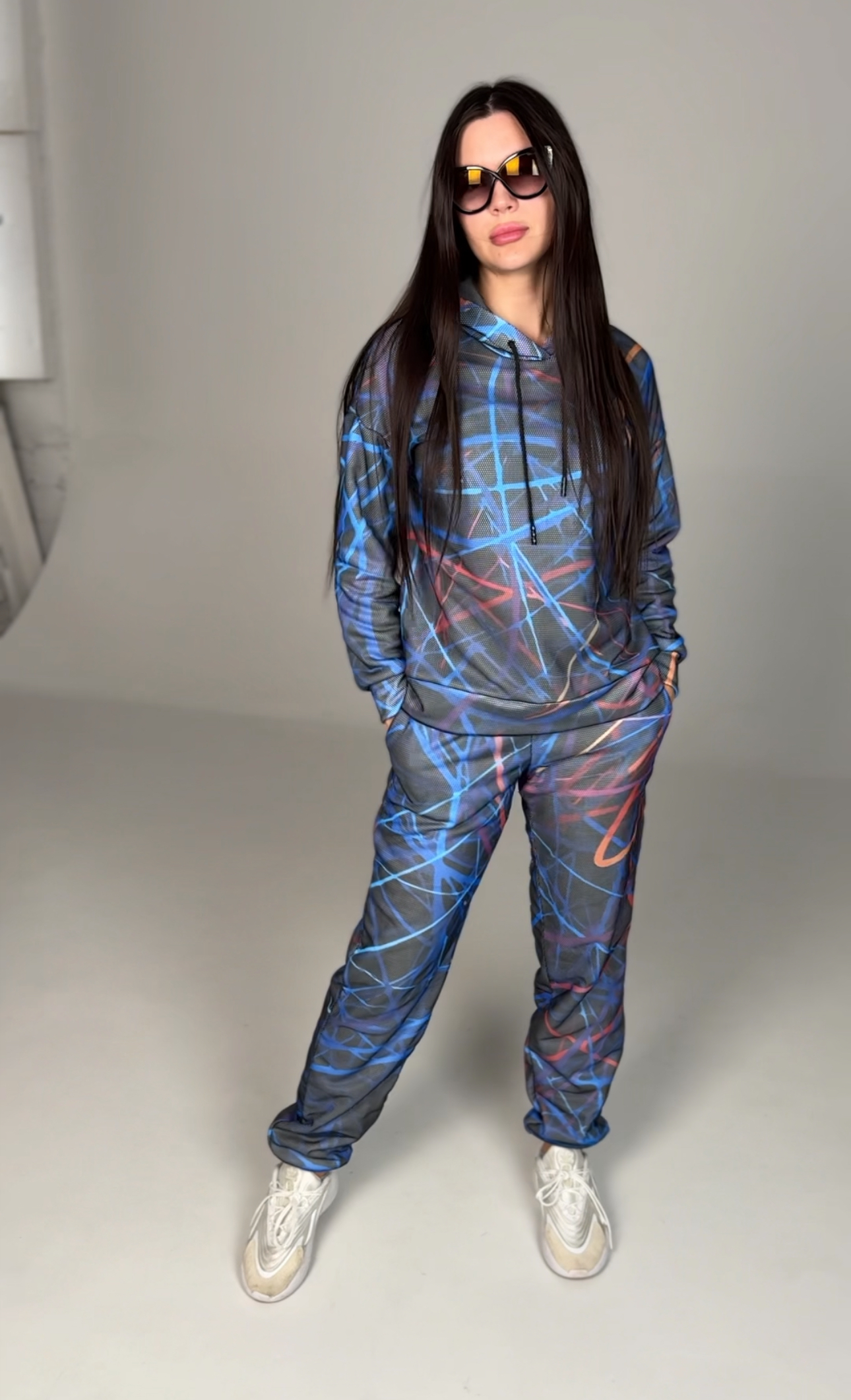 Жіночий зимовий флісовий костюм, худі та джогери