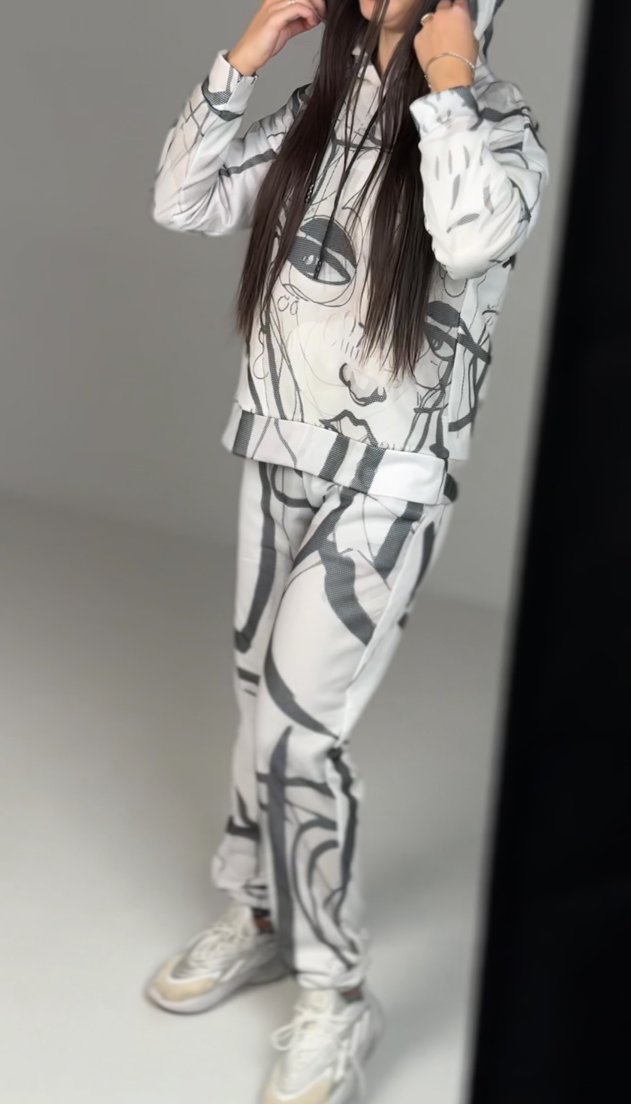 Жіночий зимовий флісовий костюм, худі та джогери