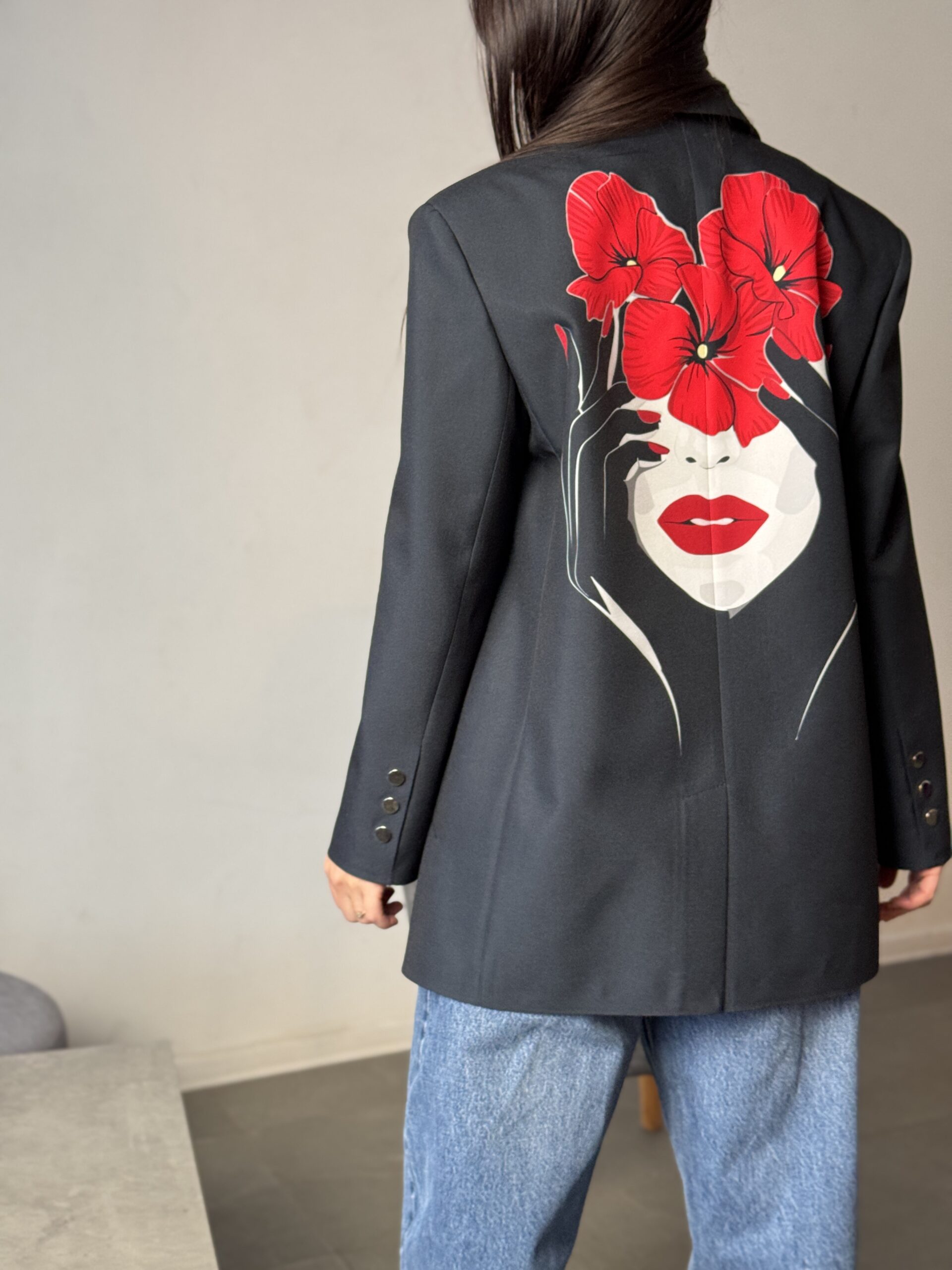 Kurtka damska, oversize, niebieska