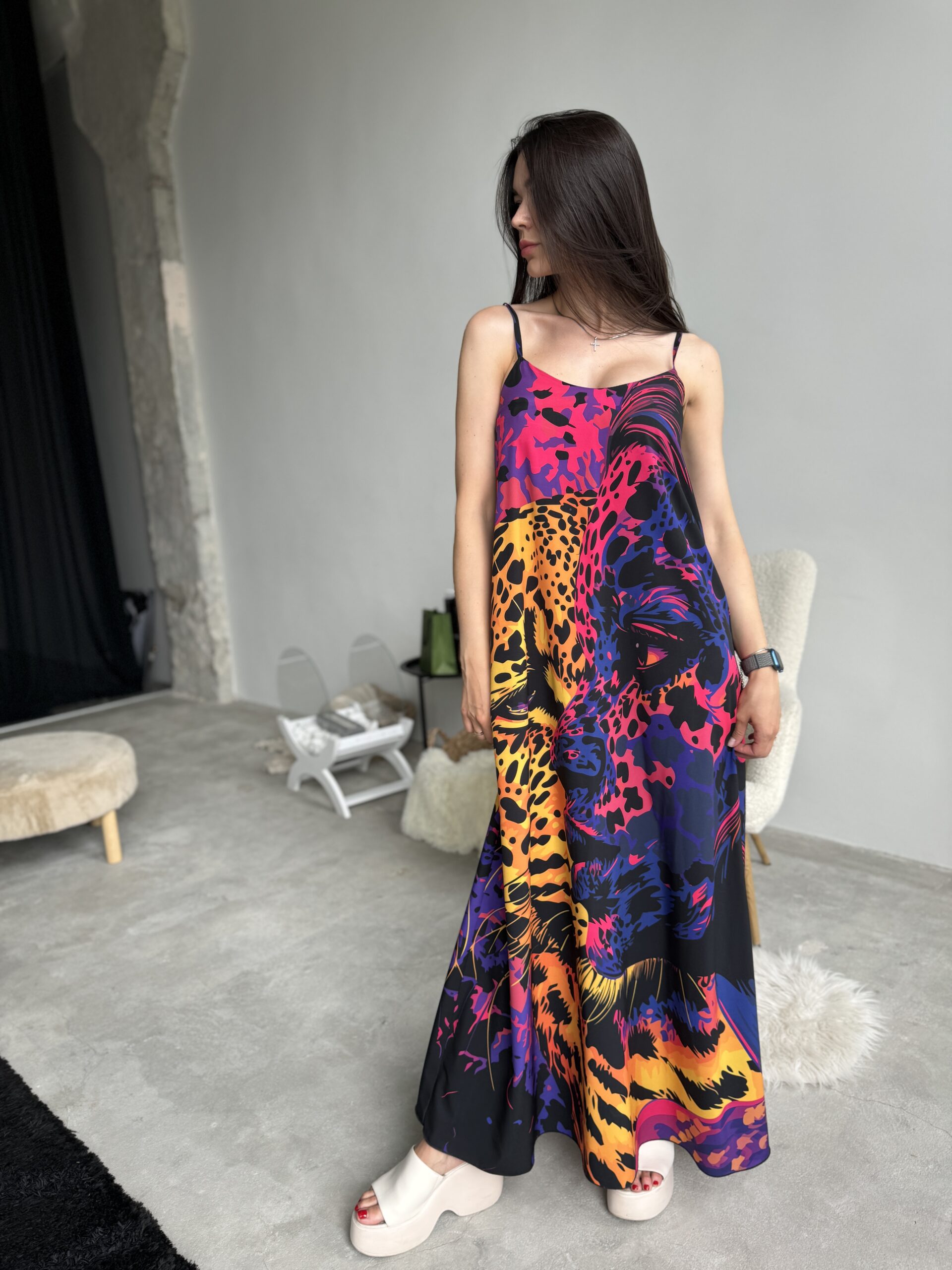 Комбінація, сукня, максі леопард