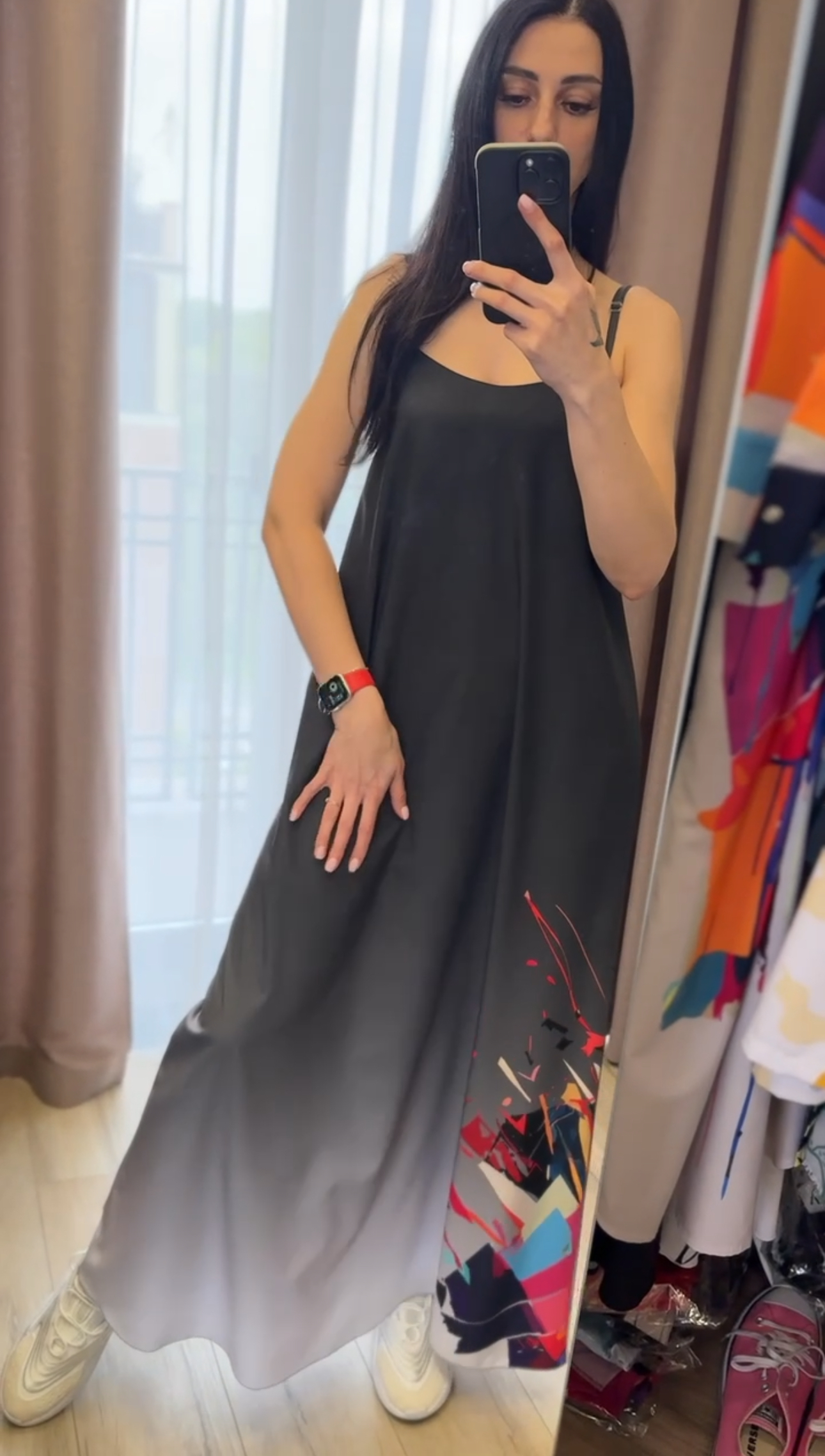 Комбінація, сукня, максі сіра із принтом