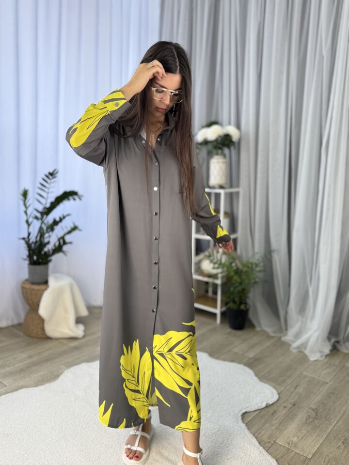 Dress – shirt, long with a belt, gray