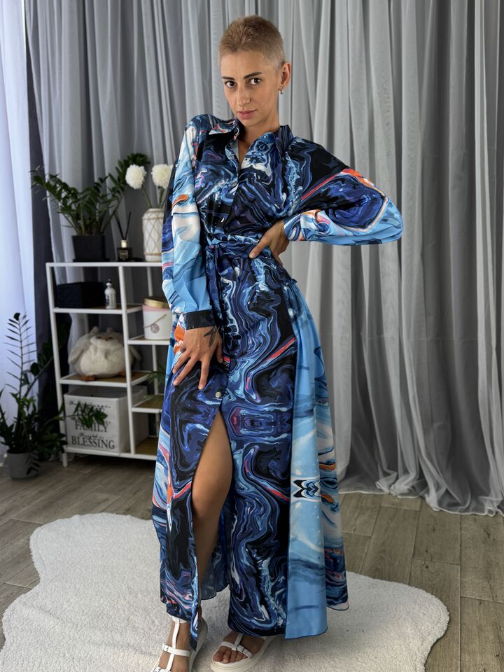 Жіноча довга сукня, синього кольору