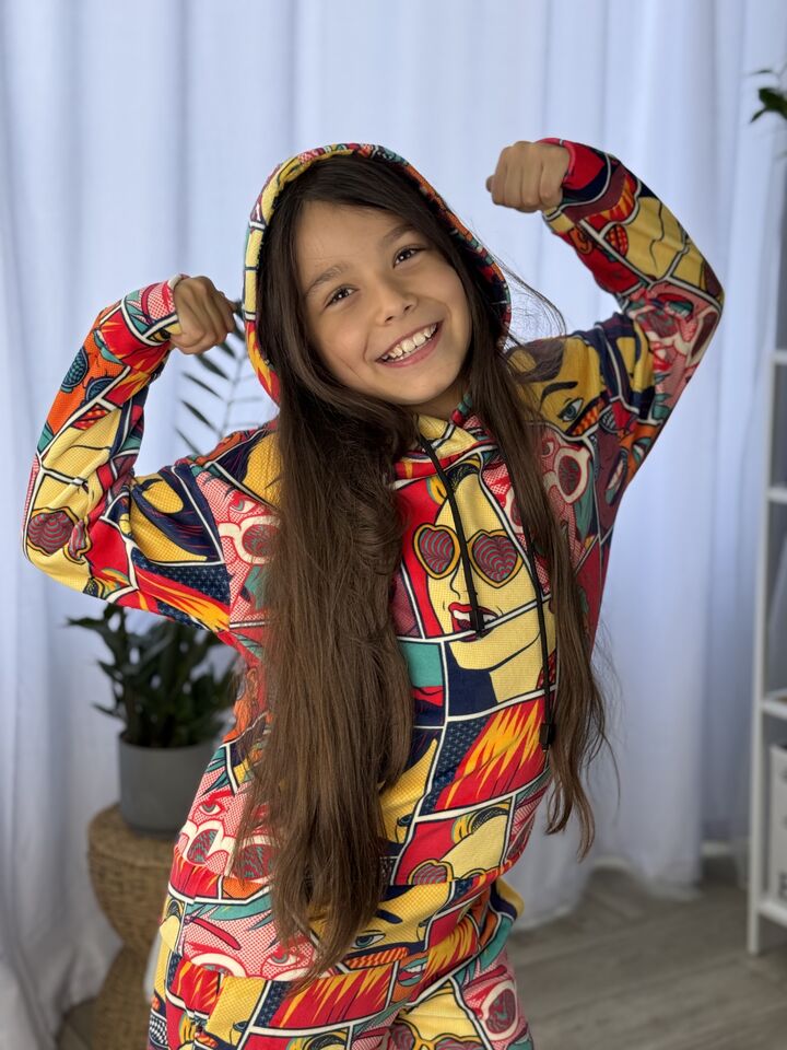 Дитячий велюровий костюм із коміксами, на хлопчика або дівчинку