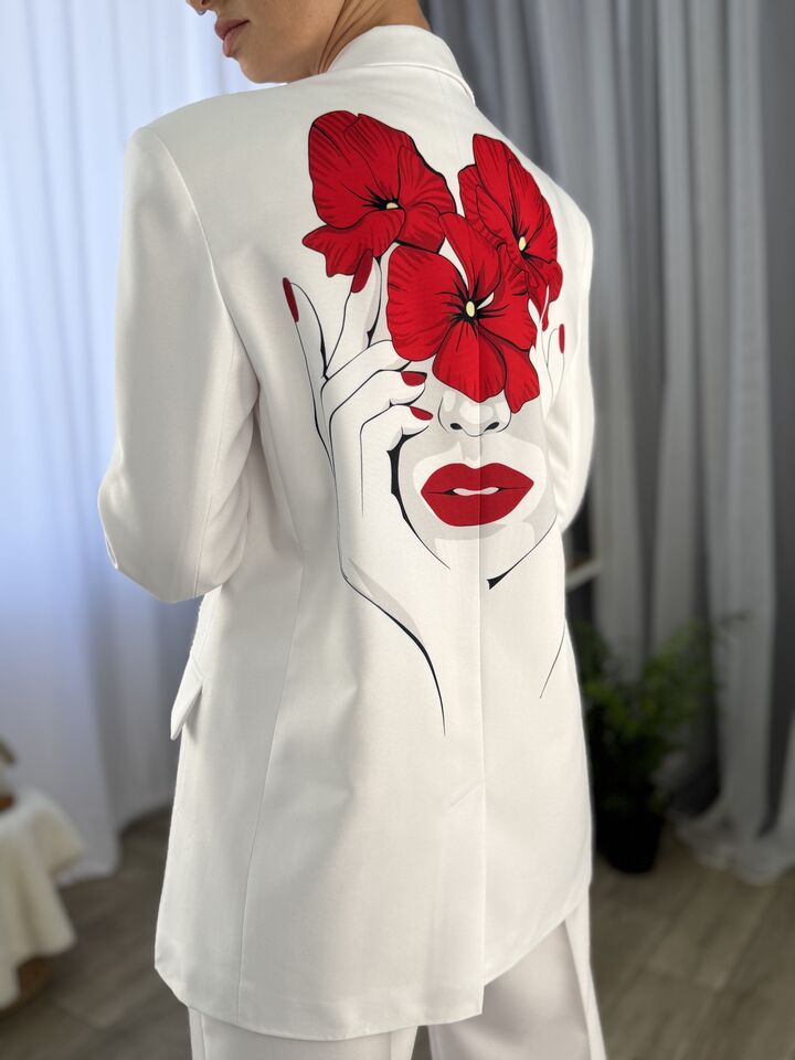 Жакет жіночий, OVERSIZE, білий