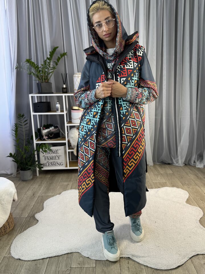 Kamizelka damska długa, wiosna/jesień, Artykuł Z-20 druk 028