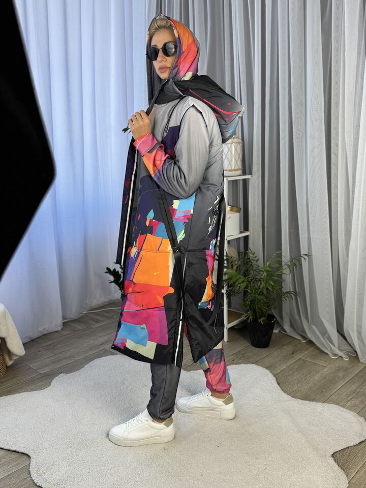 Kamizelka damska długa, wiosna/jesień, Artykuł Z-20 druk 029