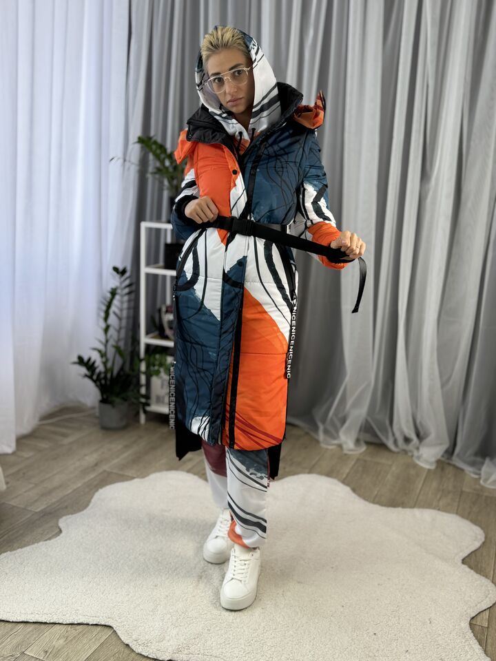 Жіноча зимова куртка-трансформер, єврозима, помаранчева