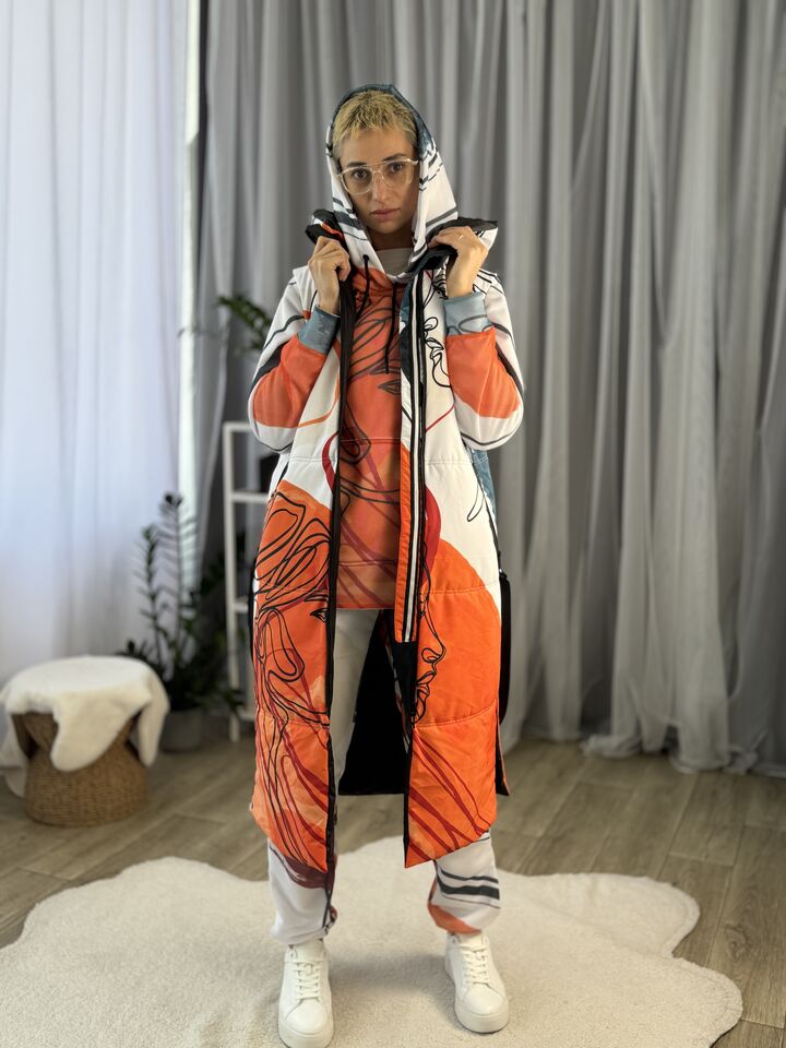 Жилетка довга жіноча, помаранчева