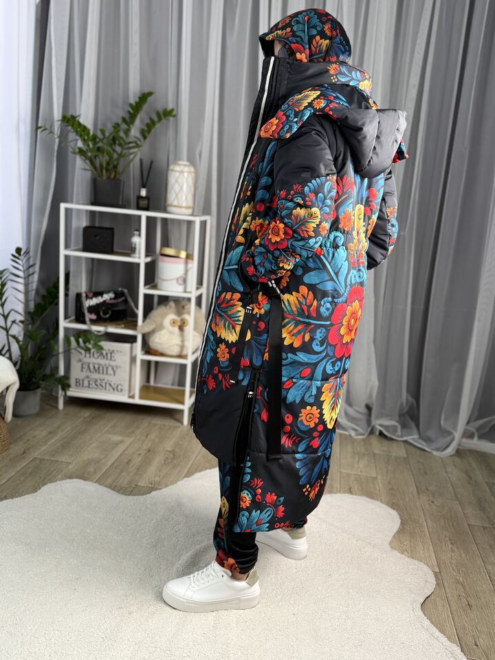 Куртка-трансформер довгий, єврозима, принт розпис