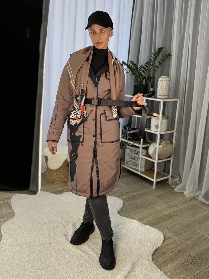 Плащ осінь/весна, шоколадний принт