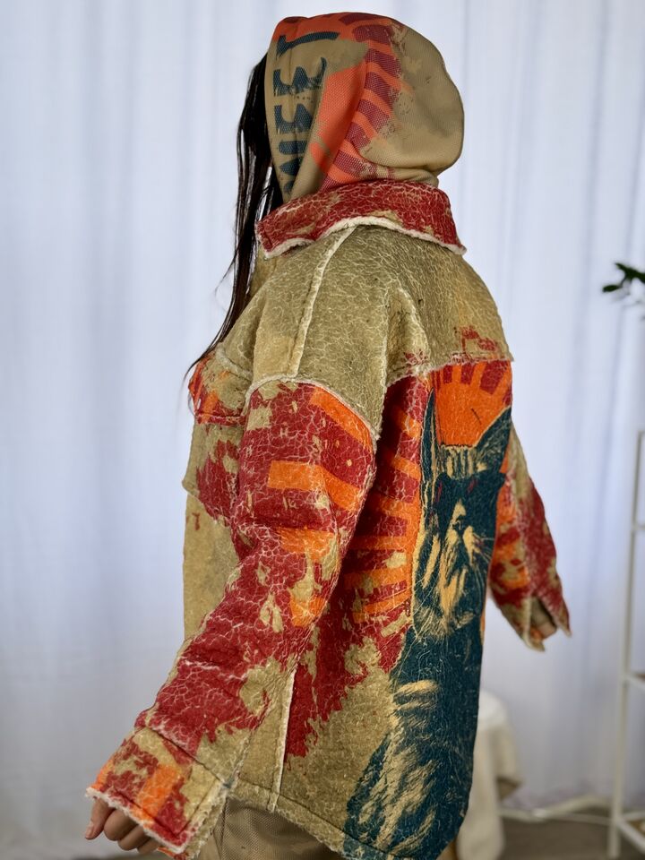 Джинсова жіноча куртка із хутром теді, двостороння