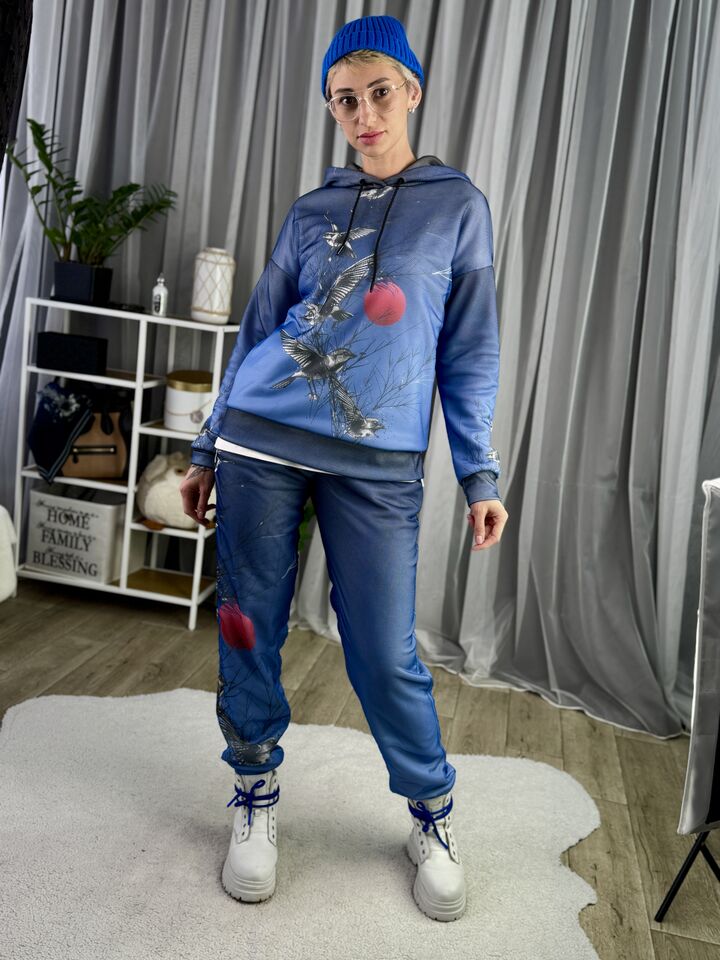 Жіночий зимовий флісовий костюм, худі та джогери