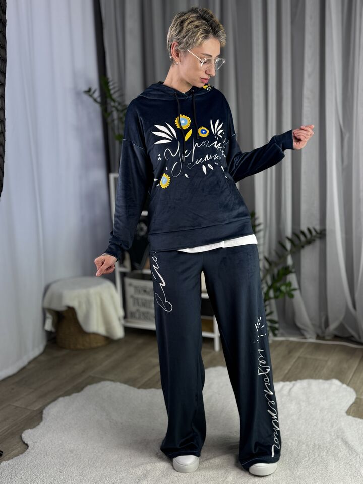 Велюровий жіночий костюм, весна/осінь, національний принт