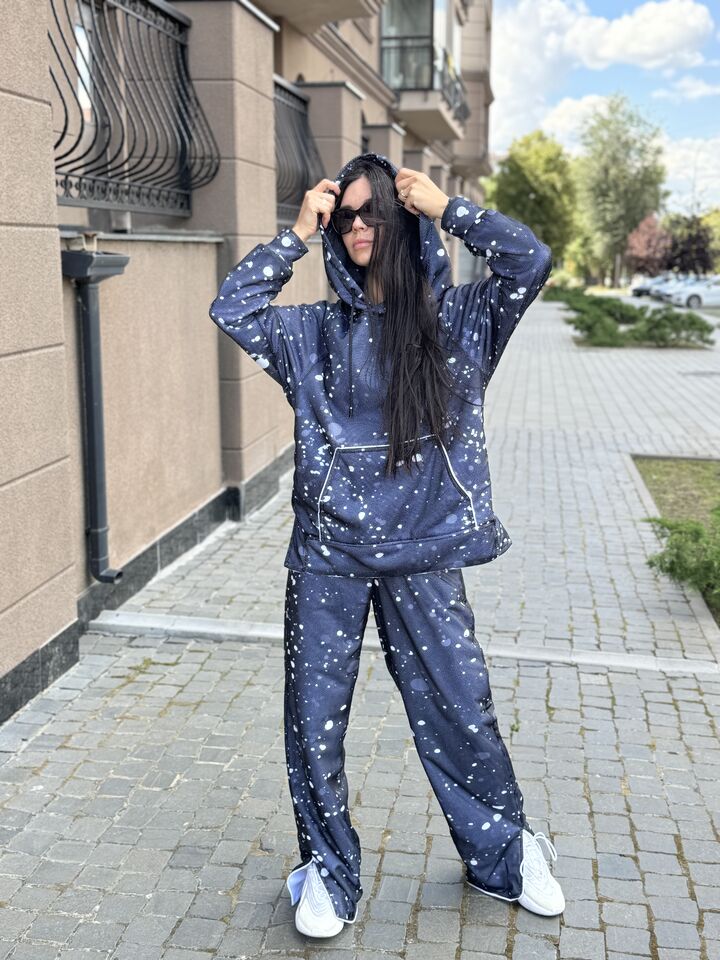 Жіночий спортивний костюм, худі та прямі штани, весна/осінь