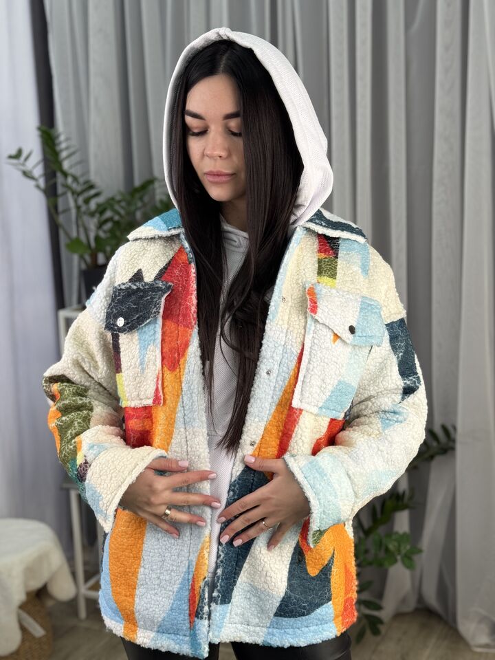 Джинсова жіноча куртка із хутром теді, двостороння