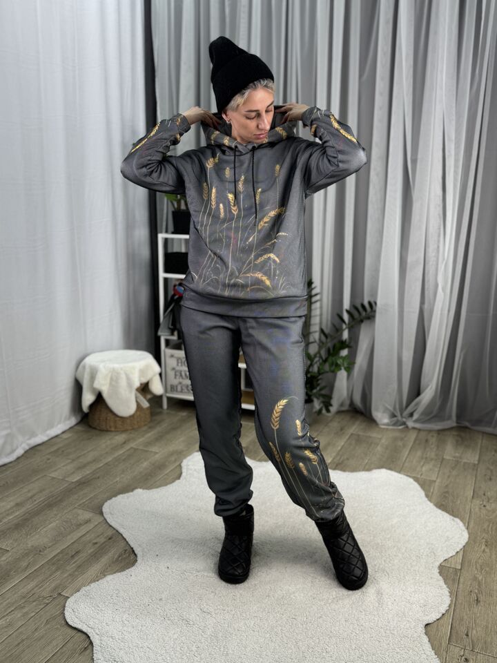 Жіночий зимовий флісовий костюм, худі та джогери