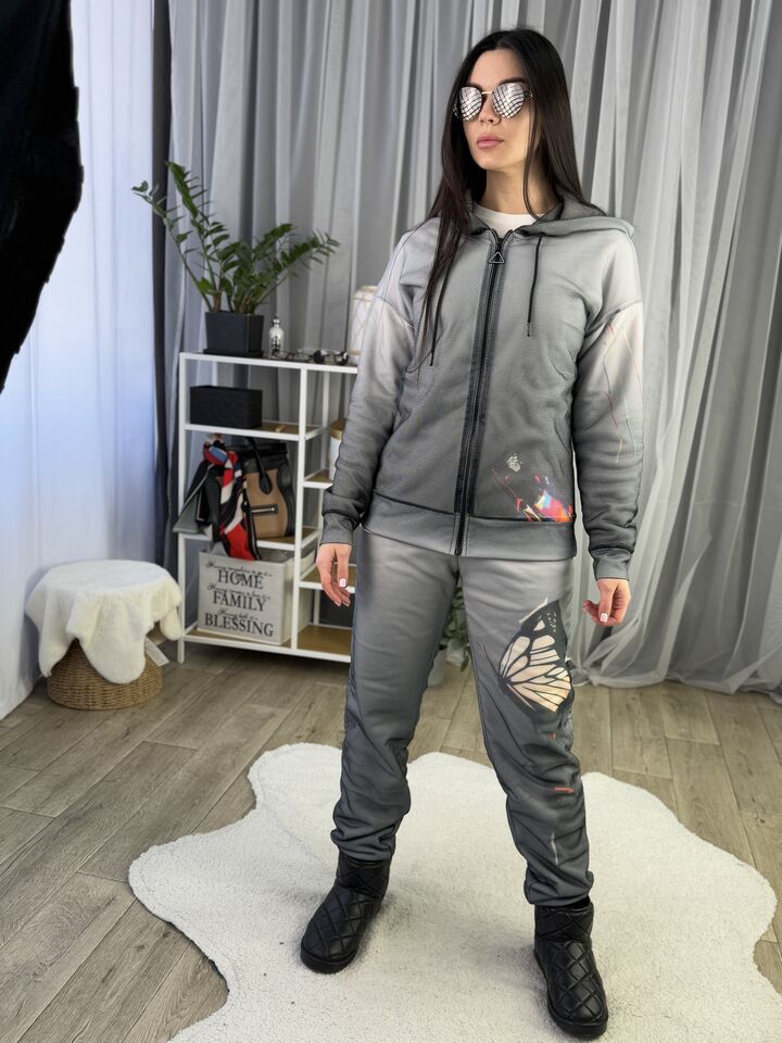 Жіночий флісовий костюм на блискавці, зима