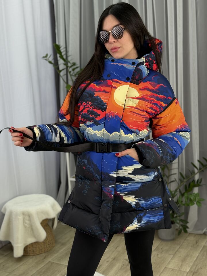 Зимова жіноча куртка, червона, з відстібними рукавами